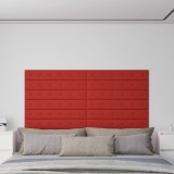 vidaXL Panouri perete 12 buc. bordo 90x15 cm, piele ecologică, 1,62 m&sup2;