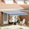 VidaXL Copertină retractabilă albastru/alb, 4x3 m, textil/aluminiu