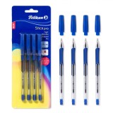 Set Pixuri Pelikan, Ballpen, Grip Ergonomic, Albastru, 4 Bucăți