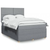 Gossi pat continental cu saltea, gri deschis, 160x200 cm, textil