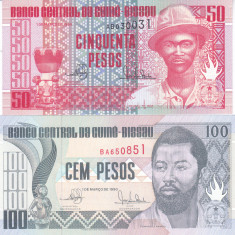 Bancnota Guineea Bissau 50 si 100 Pesos 1990 - P10/11 UNC ( set x2 )