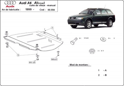 Scut metalic pentru cutie de viteze - manuala Audi Allroad C5 2000-2005 foto