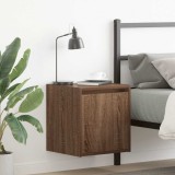 Set 2 Noptiere Suspendate Stejar Maro 38x34x40 cm | Noptiera Perete PAL, Montaj Facil, Design Modern Dormitor