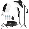 Kit 3 softbox macara plus geanta neagra transport dedicata si 3x beccuri foto lumina alba de 150W