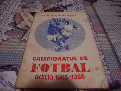 Program Loto Pronosport Campionatul de fotbal editia 1985- 1986 foto