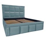 Pat tapitat Premium, 180/200 cm, gri petrol 237, cu somiera metalica rabatabila si spatiu de depozitare