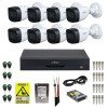 Kit supraveghere complet Dahua 8 camere Starlight 5MP IR 30m Lentila 2.8mm, DVR 8 canale 5MP WizSense, HDD 1TB, Accesorii montaj + Autocolant Rovsion