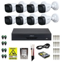 Kit supraveghere complet Dahua 8 camere Starlight 5MP IR 30m Lentila 2.8mm, DVR 8 canale 5MP WizSense, HDD 1TB, Accesorii montaj + Autocolant Rovsion