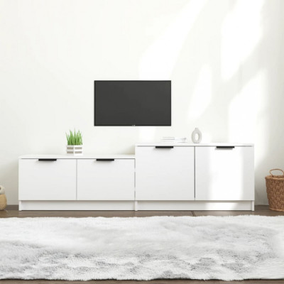 Comoda TV, alb, 158,5x36x45 cm, lemn prelucrat foto