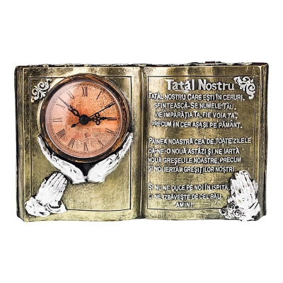 Ceas de masa, In forma de carte cu citat religios, Tatal Nostru, 24 cm, 1695H-1 foto