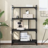 Biblioteca cu 4 niveluri, negru, 76x32x123 cm, lemn prelucrat GartenMobel Dekor, vidaXL