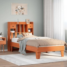 vidaXL Cadru pat fără saltea, maro ceruit, 75x190 cm, lemn masiv pin 3308869