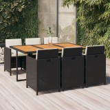 vidaXL Set mobilier de grădină cu perne, 7 piese, negru, poliratan 3095545