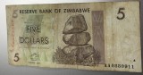 BNKSTR1 (Serie rara 911) Zimbabwe - 5 Dollars (Bancnotă, Chiremba Balancing Rocks), Ediția 2007