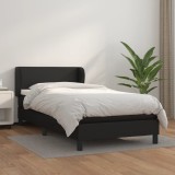 Gossi pat continental cu saltea, negru, 80x200 cm, piele ecologica