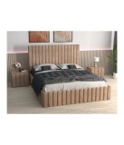 Pat Tapitat Luca Crem + Saltea Lux Ortopedica + Noptiere Tapitate 140x200cm