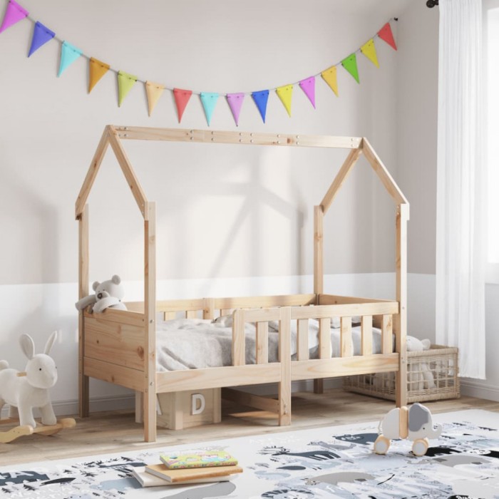 Cadru pat tip casă pentru copii, 80x160 cm, lemn masiv de pin