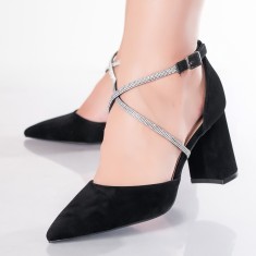 Pantofi dama Negri din Piele Ecologica Intoarsa Velea, 35