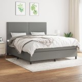 Cumpara ieftin Pat box spring cu saltea, gri &icirc;nchis, 180x200 cm, textil