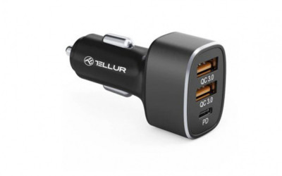 Incarcator auto Tellur 2x USB A, 56W foto