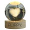 Lampa LED Decorativa, Bila de Cristal cu Diametru 6cm, Model Inima 3D, Alimentare USB, Suport din Lemn, Lumina Alb Cald