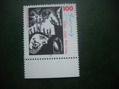 HOPCT TIMBRE MNH 831 POETUL PICTOR HANS LEIP 1993 -1 VAL GERMANIA foto