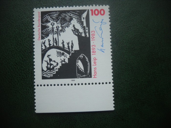 HOPCT TIMBRE MNH 831 POETUL PICTOR HANS LEIP 1993 -1 VAL GERMANIA