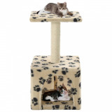 VidaXL Ansamblu pisici, st&acirc;lp funie sisal, bej, 55 cm, imprimeu lăbuțe