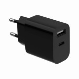 ALIMENTATOR retea 220V GEMBIRD, universal, 1 x USB Type-C 2.4A , 1 x USB-A maxim 2.4A, negru, &quot;TA-UC-2AC12-01-BK&quot; (timbru verde 0.18 lei)