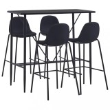 Set mobilier de bar, 5 piese, negru, material textil