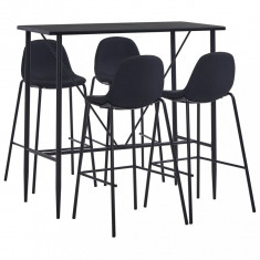 Set mobilier de bar, 5 piese, negru, material textil GartenMobel Dekor