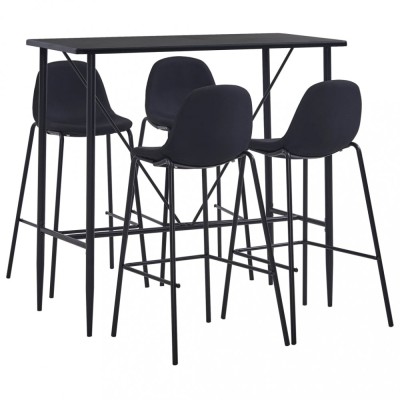 Set mobilier de bar, 5 piese, negru, material textil foto