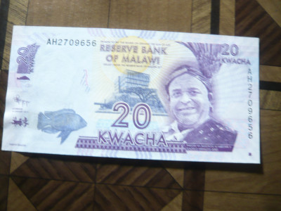 Bancnota MALAWI 20 KWACHA 2012 , AUNC foto