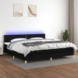 Cumpara ieftin Pat cu arcuri, saltea și LED, negru, 200x200 cm, textil
