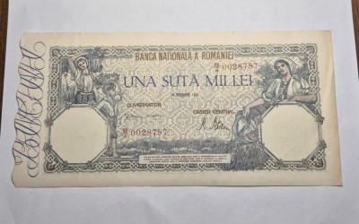 100000 lei 1946 Decembrie XF+ foto