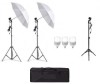 Kit de 2 umbrele albe, 2 trepiezi reglabili 200 cm, 1 trepied 160 cm, 3 becuri LED 25W, geanta de transport inclusa, Dactylion