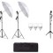Kit de 2 umbrele albe, 2 trepiezi reglabili 200 cm, 1 trepied 160 cm, 3 becuri LED 25W, geanta de transport inclusa