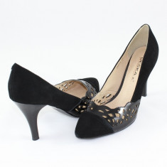 Pantofi cu toc dama piele naturala - Deska negru - Marimea 40