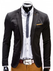 Sacou pentru barbati negru casual slim fit cu buzunare aplicate elegant inchidere doi nasturi M36 foto