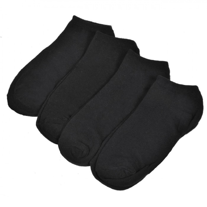 Set șosete Dama Monocolore, 4 Perechi, Bumbac, Culoare Negru