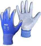 Set 5 perechi de manusi de lucru Ansio, poliuretan/nailon, albastru/gri, marimea L