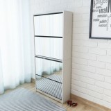 Cumpara ieftin Pantofar cu 4 niveluri și oglindă, alb, 63 x 17 x 134 cm