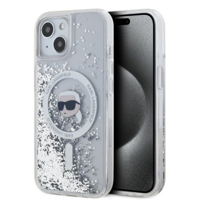 Husa pentru iPhone 15 / iPhone 14 / iPhone 13 - Karl Lagerfeld Liquid Glitter MagSafe (KLHMP15SLGKISGH) - Transparent Karl Head foto