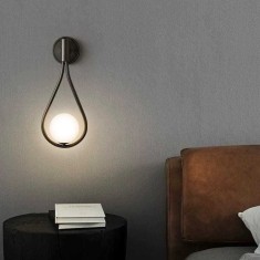Aplica de perete, lacrima, dulie E14, 1 glob alb, 230V, corp culoare negru
