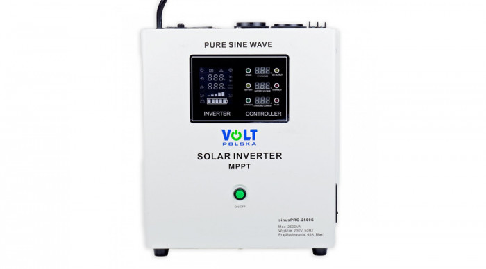 Volt Polska SINUS PRO 2500S INVERTOR PANOU SOLAR Izolat MPPT &Icirc;NCĂRCĂTOR PANOU SOLAR 24/230V (1800/2500W) UNDA SINOZUSIVĂ PURĂ, 40A MPPT