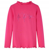 Tricou pentru copii cu m&acirc;neci lungi, roz aprins, 92, vidaXL