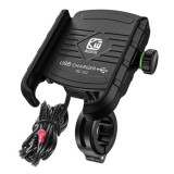 Cumpara ieftin Suport pentru telefon mobil cu incarcator USB Quick Charge 3.0 R9-metal usb qc 3.0 4 RIDE (pe volan 20-30mm, culoare negru, Metal, asamblat la volan s