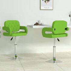 Scaune de bucătărie pivotante, 2 buc. verde, piele artificială foto