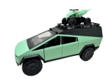 Macheta Tesla Cybertruck Camper verde cu ATV 1:24 replica metal lumini si sunete deschidere compartiment