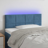 VidaXL Tăblie de pat cu LED, albastru &icirc;nchis, 90x5x78/88 cm, catifea